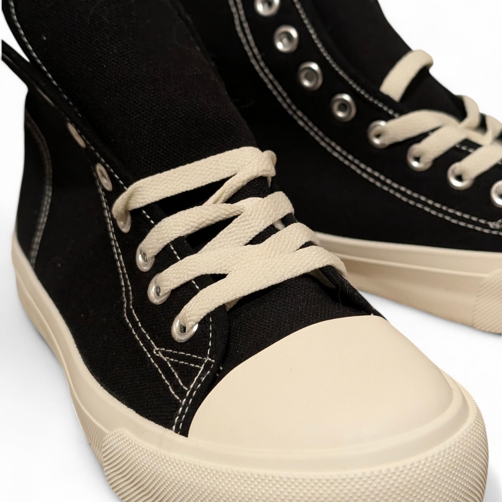 👟 Classic Black High Top Canvas Sneakers Size 8 – New! - Picture 4 of 7